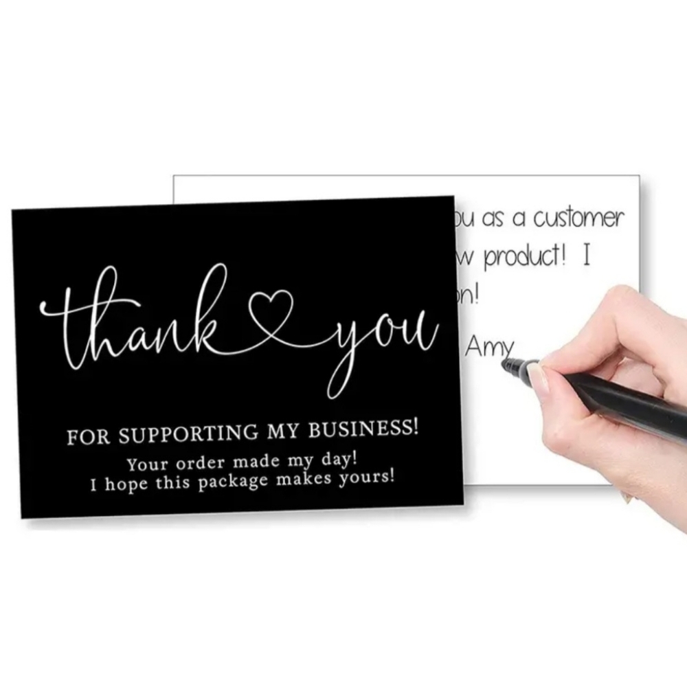 50 Black Hot Stamped Thank You Cards - Picture 2 of 4